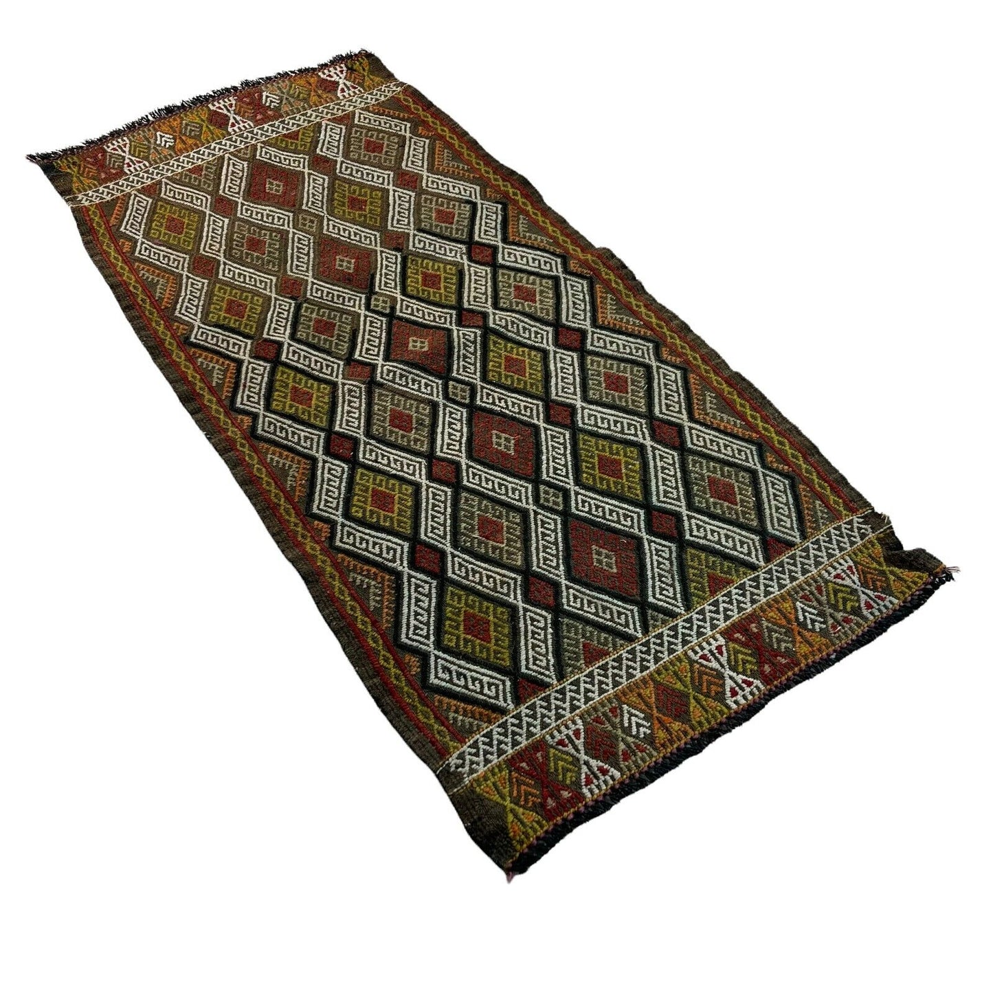 Traditionelle türkische Kelim Teppich, Vintage Turkish Kilim Rug  95 X 47 cm