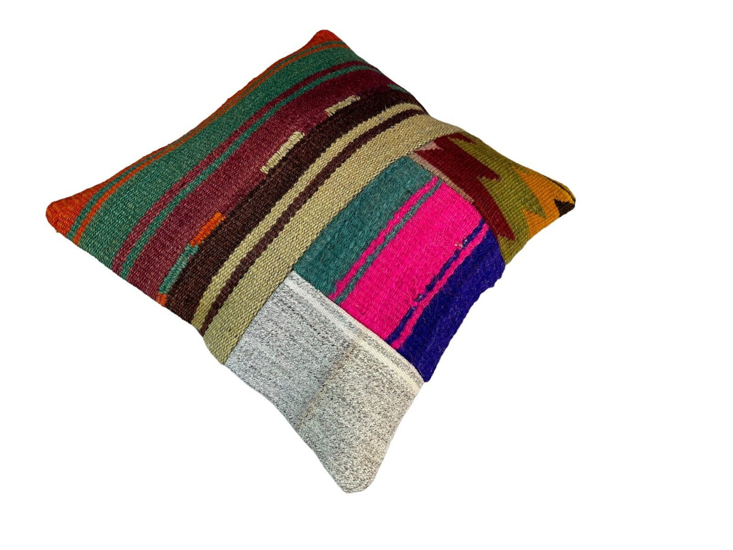 Einzigartige Kelim-Kissen,Turkish Kilim Pillow,16'×16'   Funda De Cojín Kilim