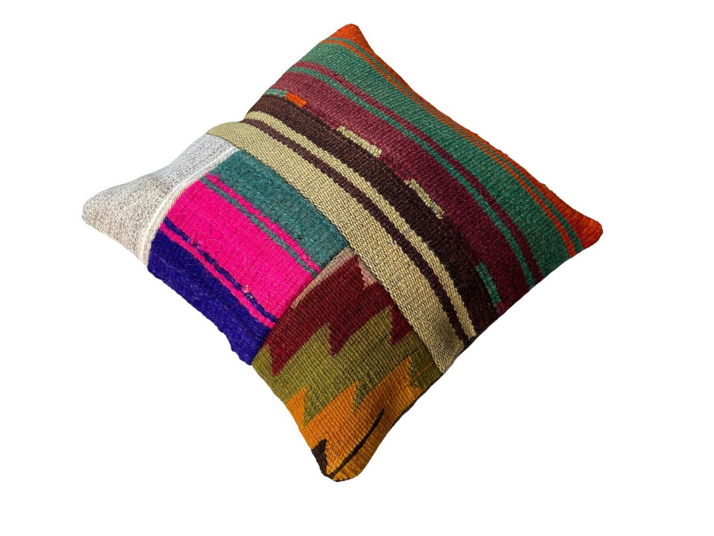 Einzigartige Kelim-Kissen,Turkish Kilim Pillow,16'×16'   Funda De Cojín Kilim