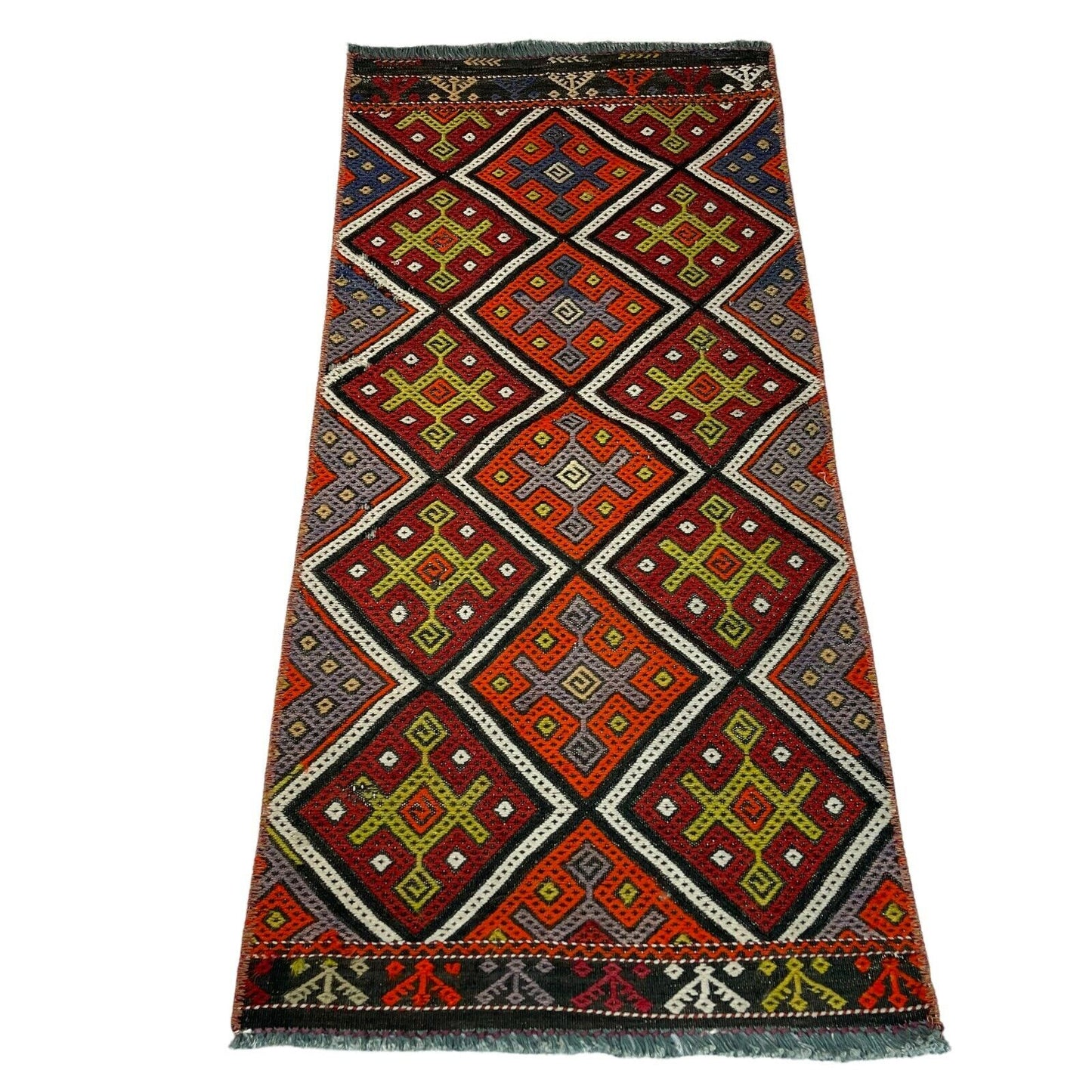 Traditionelle türkische Kelim Teppich, Vintage Turkish Kilim Rug 95X45 cm