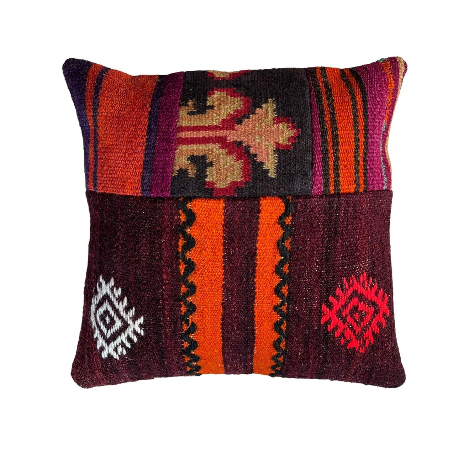 Einzigartige Kelim-Kissen,Turkish Kilim Pillow,16'×16'   Funda De Cojín Kilim