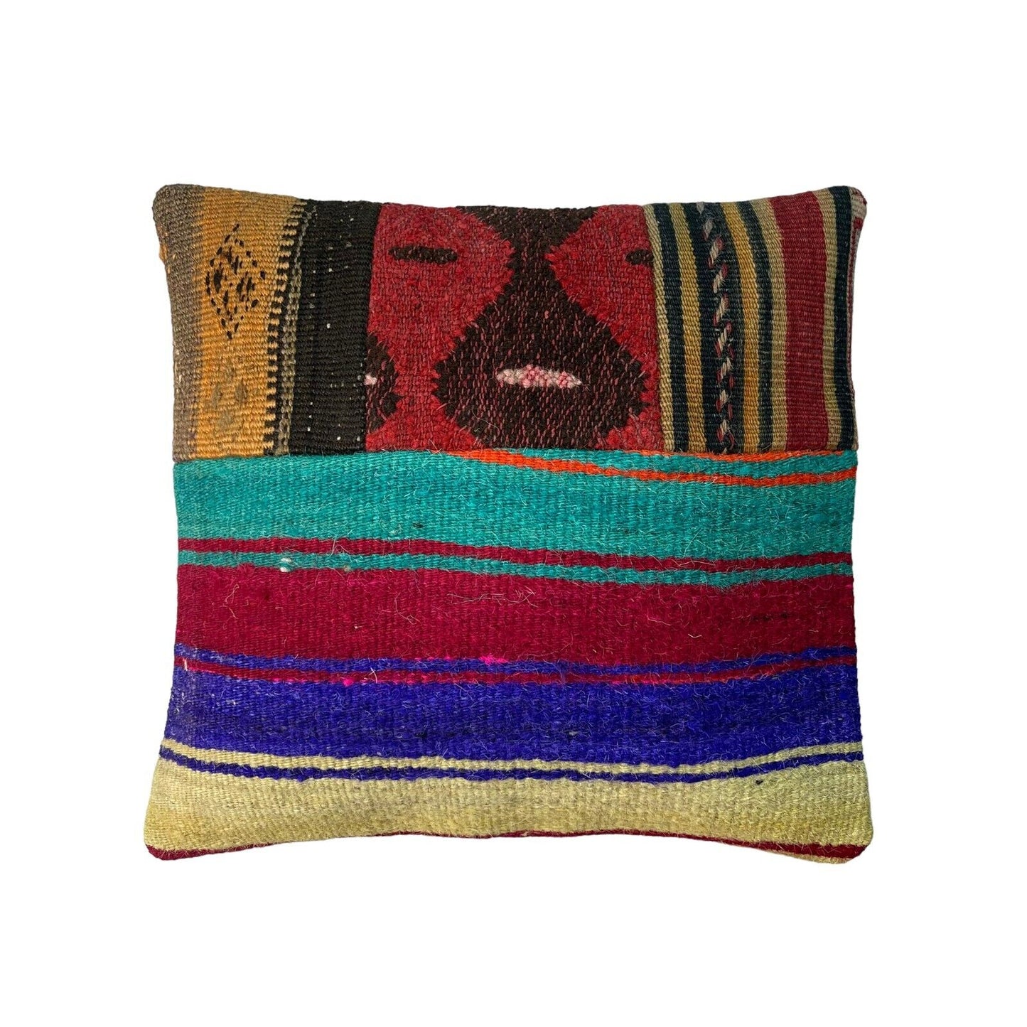 Einzigartige Kelim-Kissen,Turkish Kilim Pillow,16'×16'   Funda De Cojín Kilim