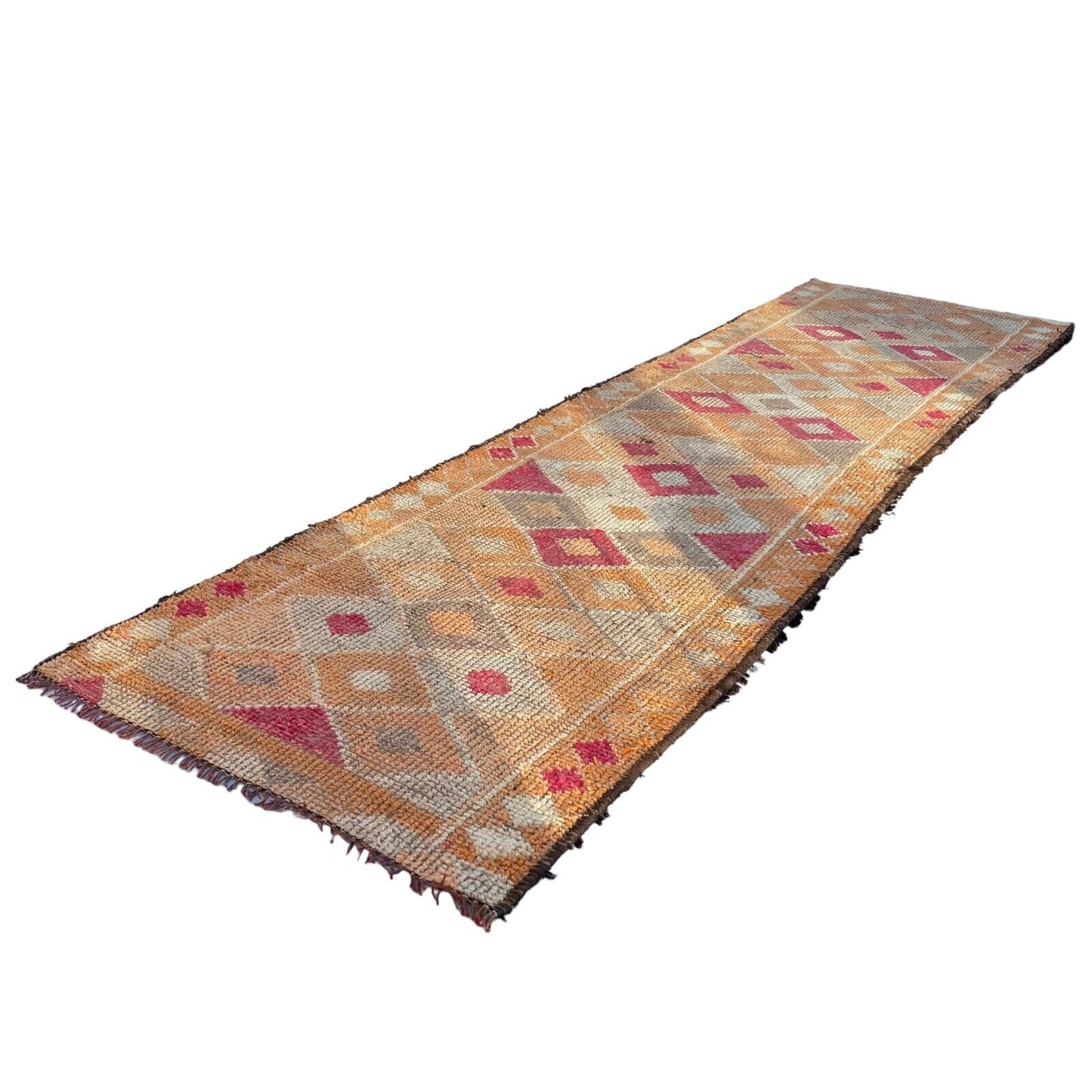 Traditional Vintage Kurdish Herki Rug Runner, 315x88 Cm