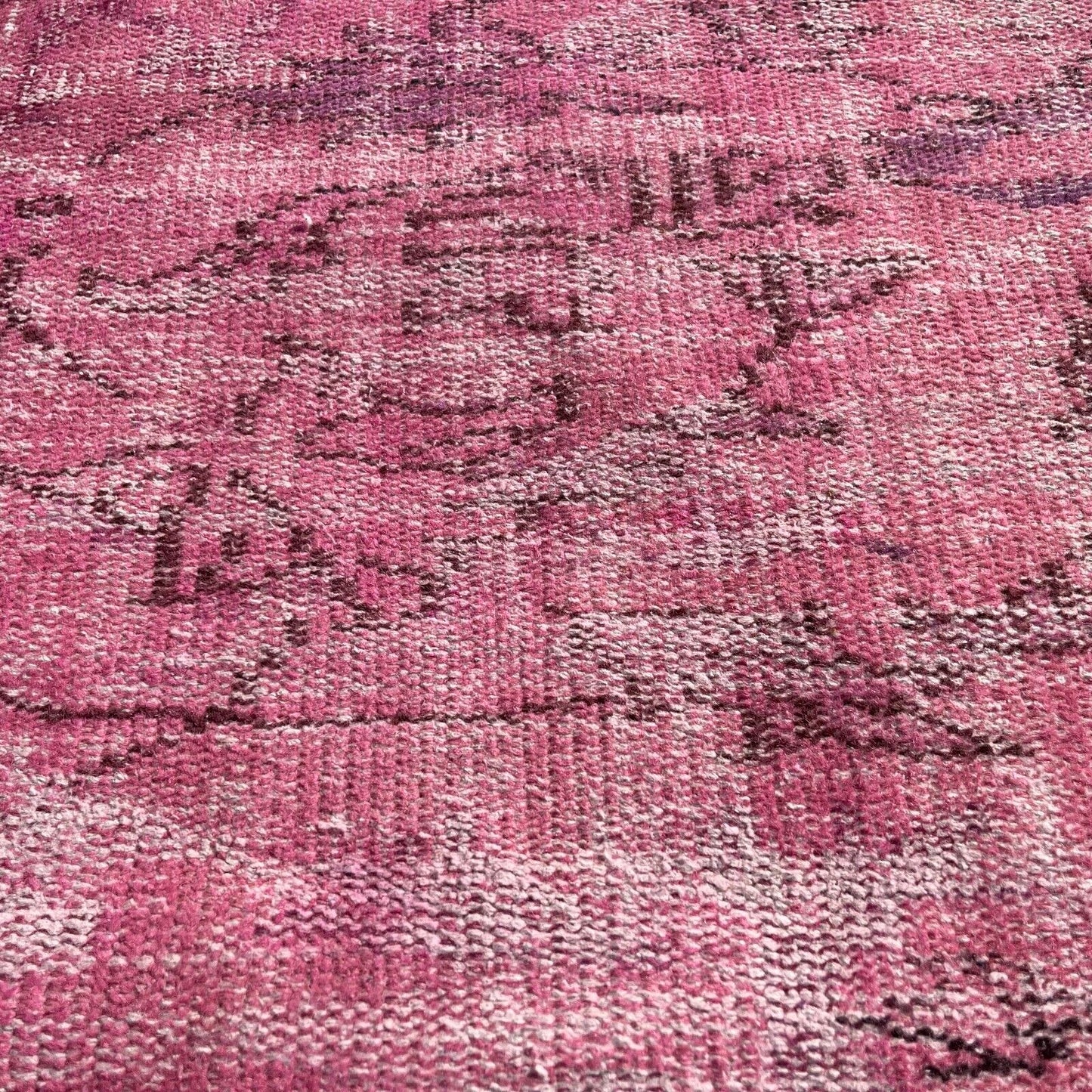 Distressed Overdyed Türkischer Teppich Läufer 232 x 65 cm Vintage Teppich Läufer