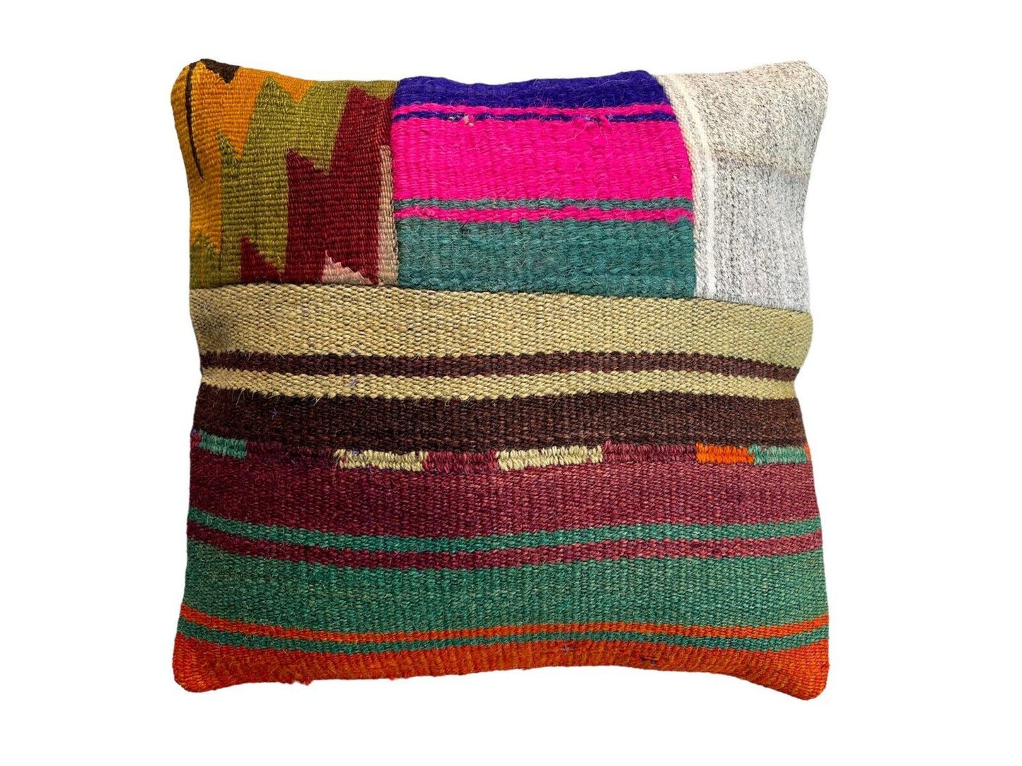 Einzigartige Kelim-Kissen,Turkish Kilim Pillow,16'×16'   Funda De Cojín Kilim