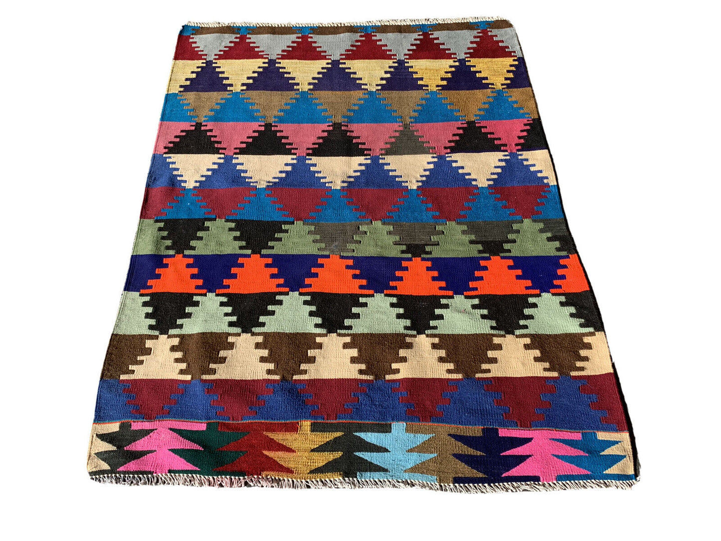 Traditional Turkish Kilim Rug, Vintage Wool Country Kilim 126X98 Cm