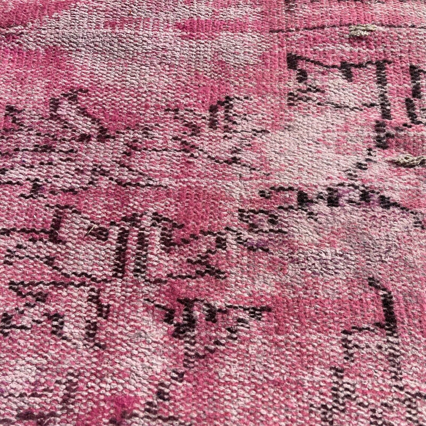 Distressed Overdyed Türkischer Teppich Läufer 232 x 65 cm Vintage Teppich Läufer