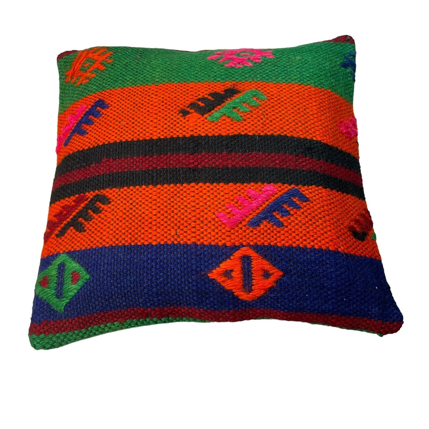 Einzigartige Kelim-Kissen,Turkish Kilim Pillow,16'×16'   Funda De Cojín Kilim