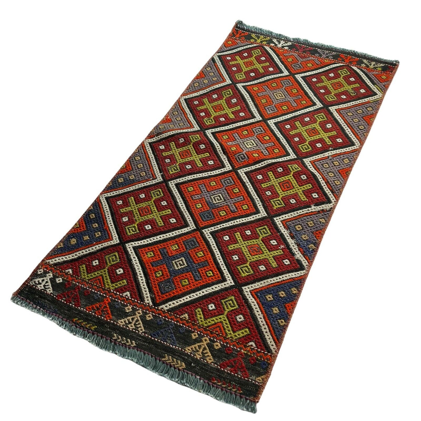 Traditionelle türkische Kelim Teppich, Vintage Turkish Kilim Rug 95X45 cm