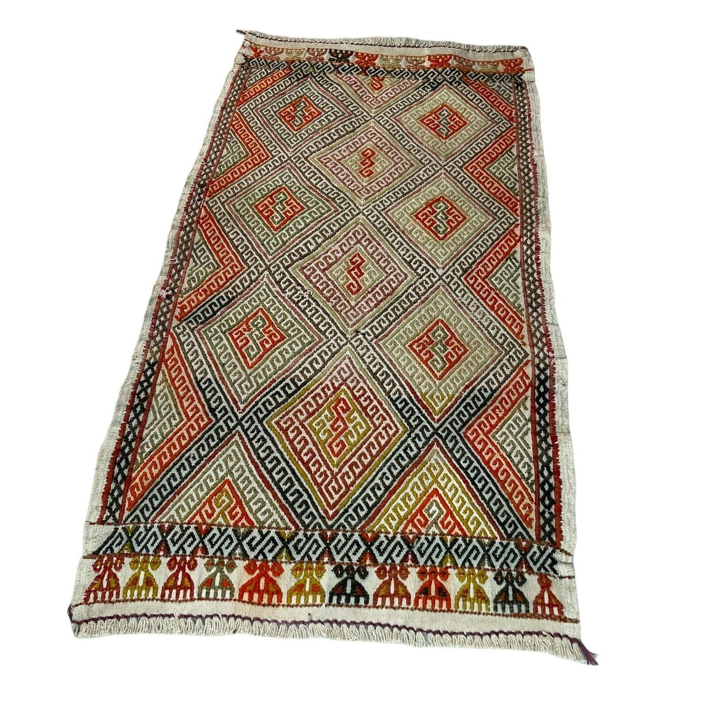 Traditionelle türkische Kelim Teppich, Vintage Turkish Kilim Rug 85 X 46 Cm