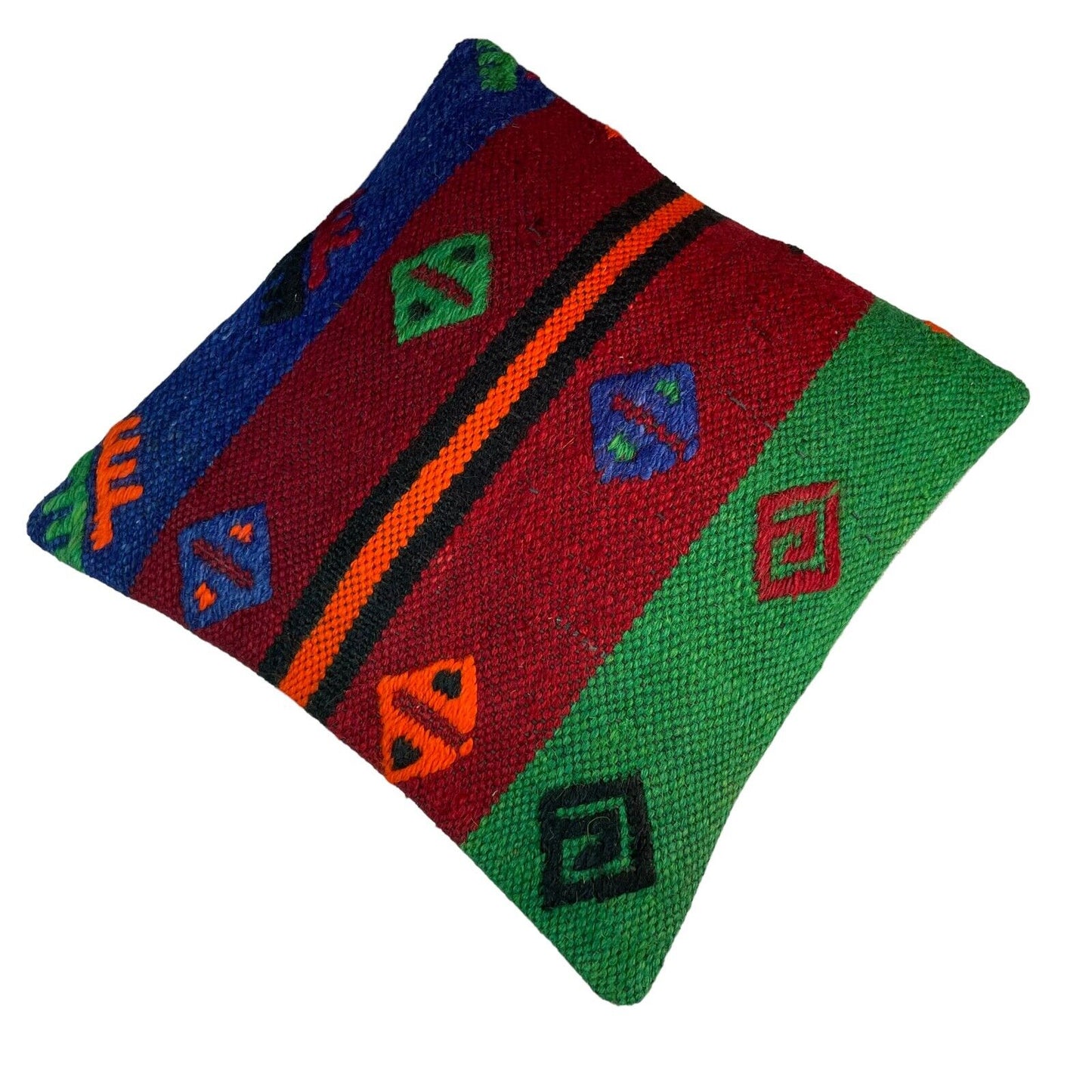 Einzigartige Kelim-Kissen,Turkish Kilim Pillow,16'×16'   Funda De Cojín Kilim