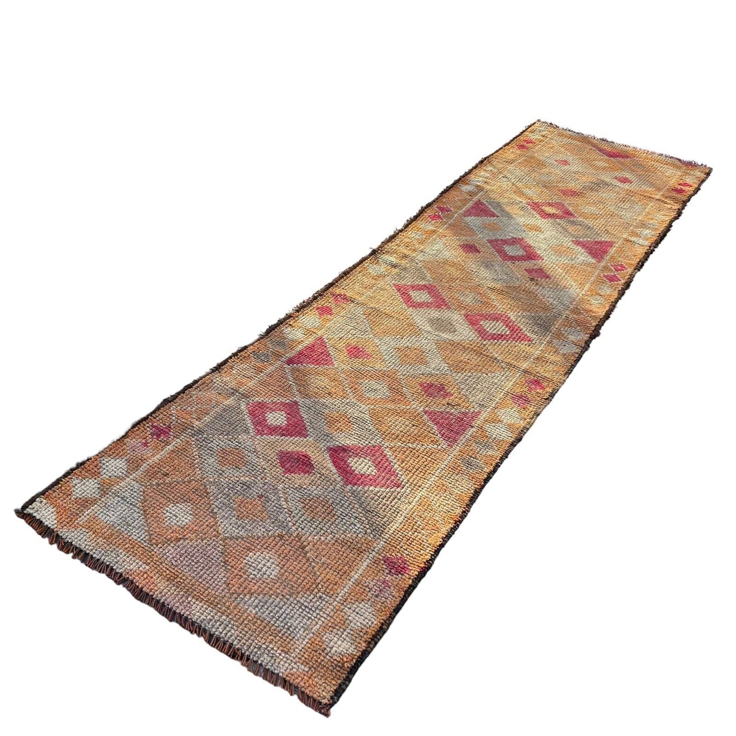 Traditional Vintage Kurdish Herki Rug Runner, 315x88 Cm