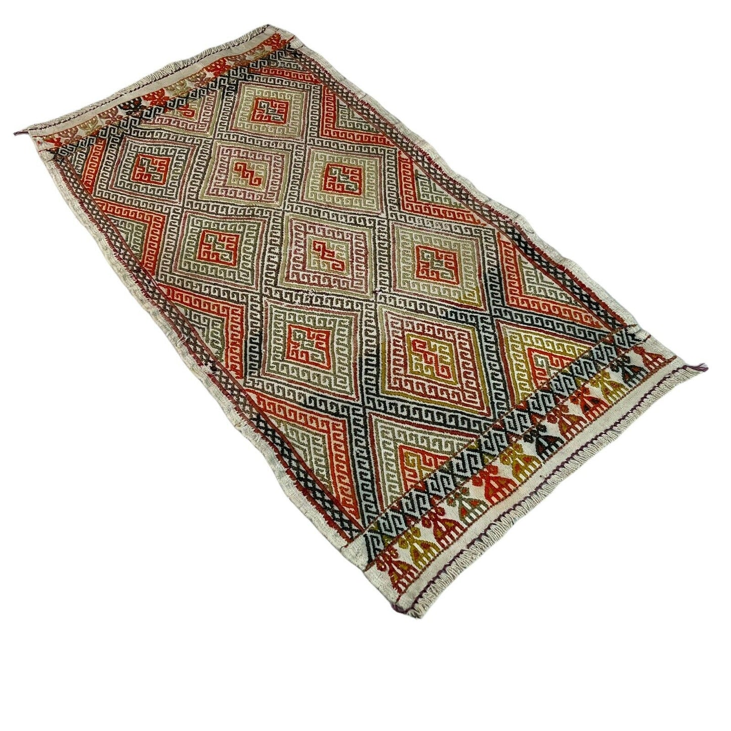 Traditionelle türkische Kelim Teppich, Vintage Turkish Kilim Rug 85 X 46 Cm