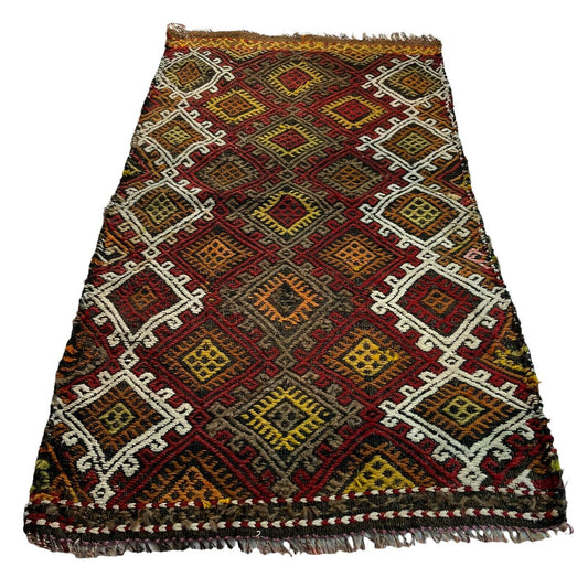 Traditionelle türkische Kelim Teppich, Vintage Turkish Kilim Rug  103 X 56 cm