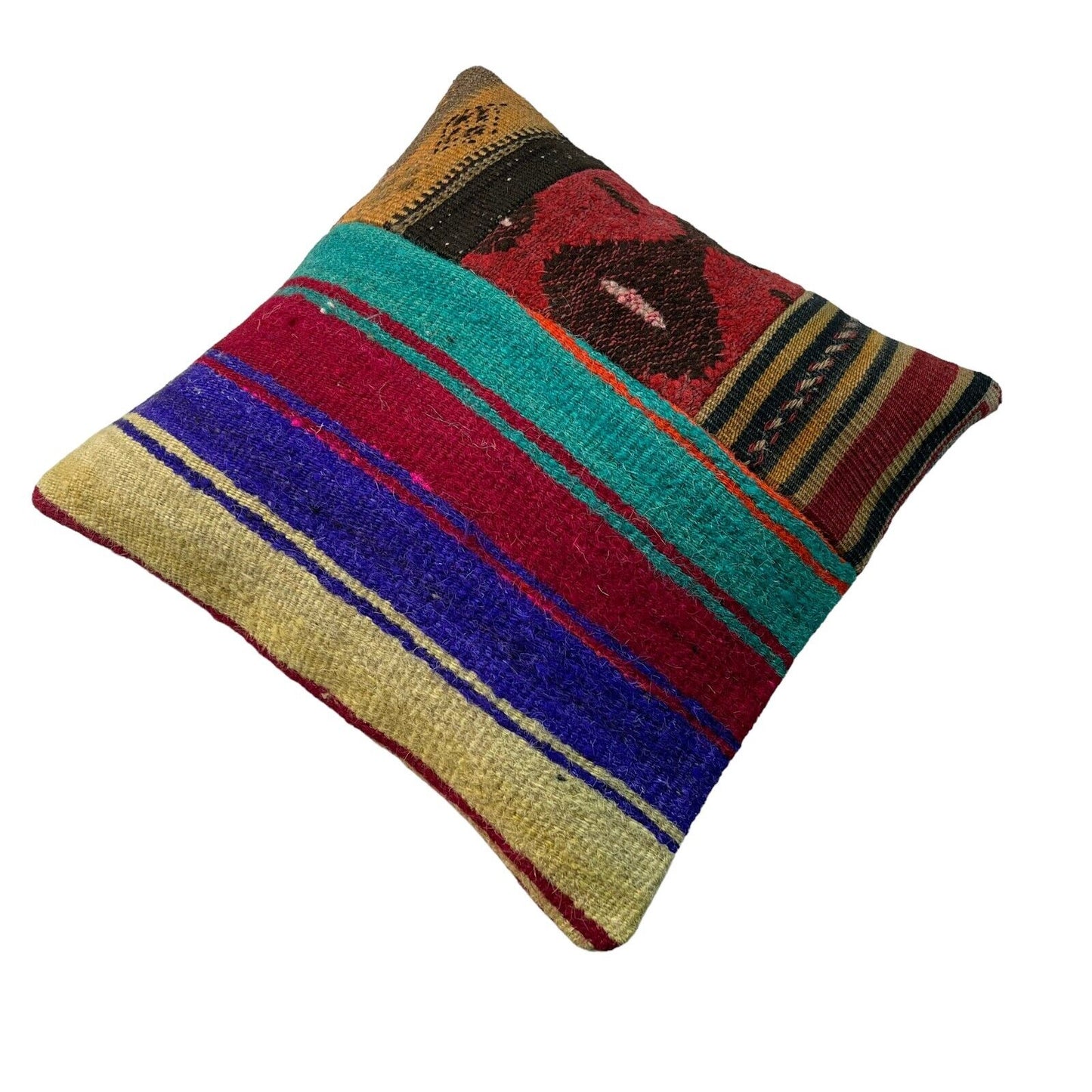 Einzigartige Kelim-Kissen,Turkish Kilim Pillow,16'×16'   Funda De Cojín Kilim