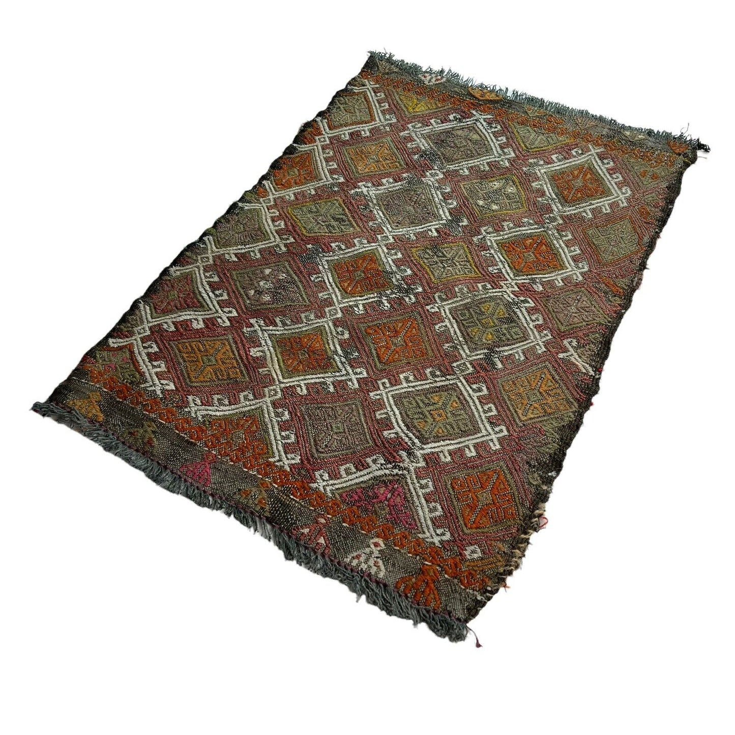 Traditionelle türkische Kelim Teppich, Vintage Turkish Kilim Rug 72 X 51 Cm