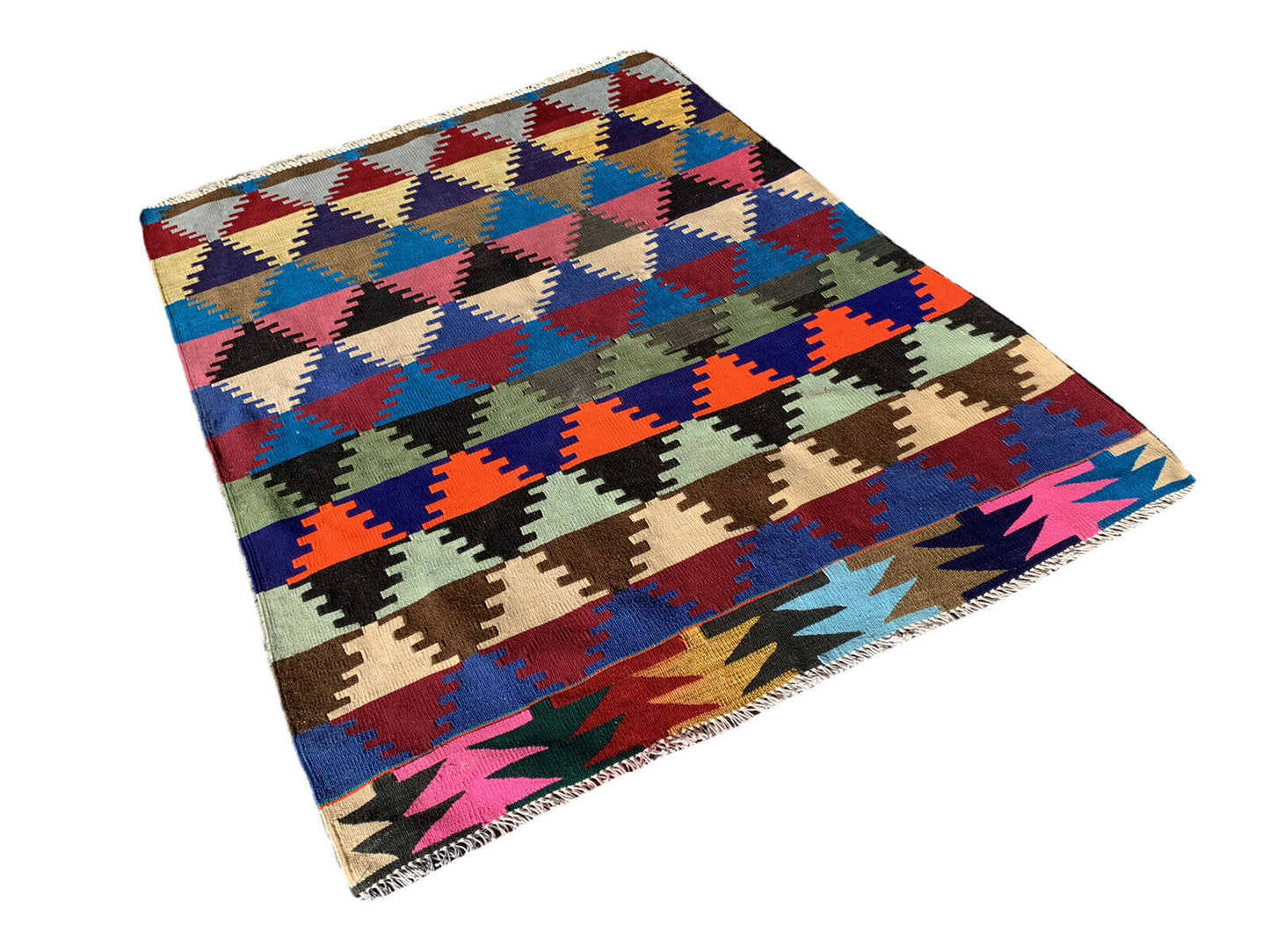 Traditional Turkish Kilim Rug, Vintage Wool Country Kilim 126X98 Cm